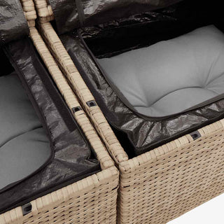 vidaXL 5 Piece Garden Sofa Set with Cushions Beige Poly Rattan Acacia - 3327545
