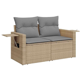 vidaXL 6 Piece Garden Sofa Set with Cushions Beige Poly Rattan Acacia - 3327587