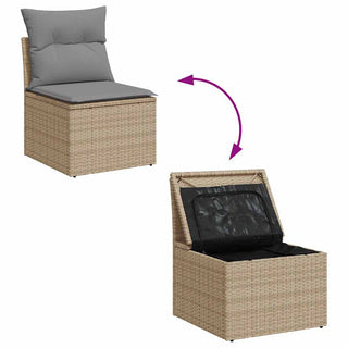 vidaXL 6 Piece Garden Sofa Set with Cushions Beige Poly Rattan Acacia - 3327587
