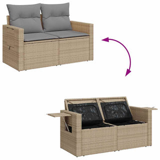 vidaXL 6 Piece Garden Sofa Set with Cushions Beige Poly Rattan Acacia - 3327587