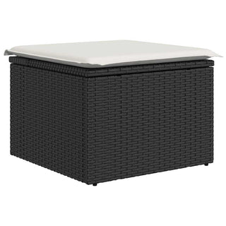 vidaXL 9 Piece Garden Sofa Set with Cushions Black Poly Rattan Acacia - 3327745 - Sofa In Store