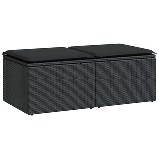 vidaXL 2 Piece Garden Sofa Set with Cushions Black Poly Rattan Acacia - 3328658