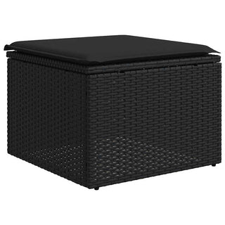 vidaXL 2 Piece Garden Sofa Set with Cushions Black Poly Rattan Acacia - 3328658