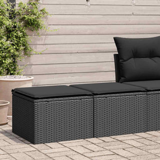 vidaXL 2 Piece Garden Sofa Set with Cushions Black Poly Rattan Acacia - 3328658