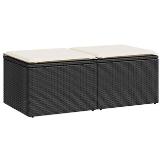 vidaXL 2 Piece Garden Sofa Set with Cushions Black Poly Rattan Acacia - 3328659