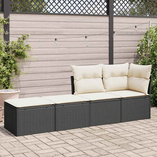 vidaXL 2 Piece Garden Sofa Set with Cushions Black Poly Rattan Acacia - 3328659