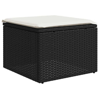vidaXL 2 Piece Garden Sofa Set with Cushions Black Poly Rattan Acacia - 3328659