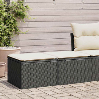 vidaXL 2 Piece Garden Sofa Set with Cushions Black Poly Rattan Acacia - 3328659