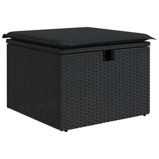 vidaXL 2 Piece Garden Sofa Set with Cushions Black Poly Rattan Acacia - 3328668