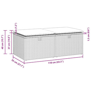 vidaXL 2 Piece Garden Sofa Set with Cushions Black Poly Rattan Acacia - 3328668