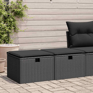 vidaXL 2 Piece Garden Sofa Set with Cushions Black Poly Rattan Acacia - 3328668