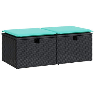 vidaXL 2 Piece Garden Sofa Set with Cushions Black Poly Rattan Acacia - 3328670 - Sofa In Store