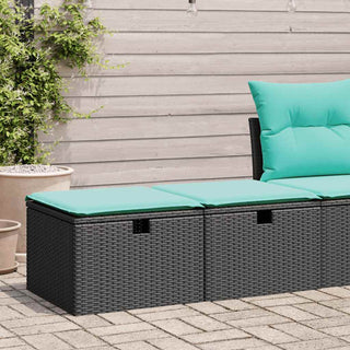 vidaXL 2 Piece Garden Sofa Set with Cushions Black Poly Rattan Acacia - 3328670