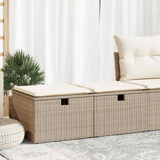 vidaXL 2 Piece Garden Sofa Set with Cushions Beige Poly Rattan Acacia - 3328671