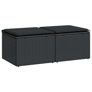 vidaXL 2 Piece Garden Sofa Set with Cushions Black Poly Rattan Acacia - 3328678