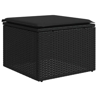 vidaXL 2 Piece Garden Sofa Set with Cushions Black Poly Rattan Acacia - 3328678