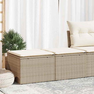 vidaXL 2 Piece Garden Sofa Set with Cushions Beige Poly Rattan Acacia - 3328681