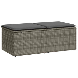 vidaXL 2 Piece Garden Sofa Set with Cushions Grey Poly Rattan Acacia - 3328683 - Sofa In Store