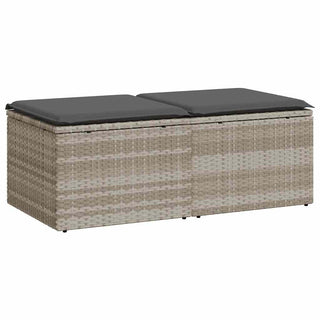 vidaXL 2 Piece Garden Sofa Set with Cushions Light Grey Poly Rattan Acacia - 3328685 - Sofa In Store