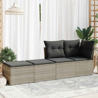 vidaXL 2 Piece Garden Sofa Set with Cushions Light Grey Poly Rattan Acacia - 3328685 - Sofa In Store
