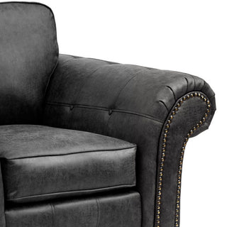 SOFAINSTORE Brantford Black Suede-Effect Armchair | Chesterfield-Inspired Rolled Arms, Tufted Detailing, Heritage Lounge Chair