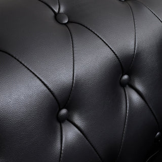 Black Leather Chesterfield 3 Seater Sofa