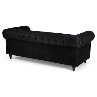 Black Velvet Chesterfield 3 Seater Sofa