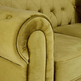 Olive Gold Velvet Chesterfield 3 Seater Sofa