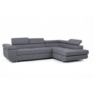 Flavius Graphite Grey Fabric Corner Sofa Bed – Adjustable Headrests & Hidden Storage | Modern Comfort Redefined - Sofa In Store