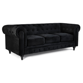 Black Velvet Chesterfield 3 Seater Sofa