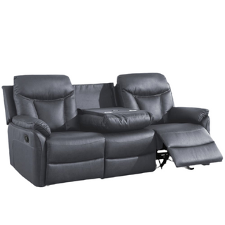 SOFAINSTORE Vantara Fabric 3 Seater Recliner Sofa – Dark Grey | Drop-Down Console with Cupholders, Plush Padding, Manual Reclining