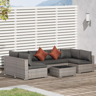 Outsunny Four-Piece Half-Square Rattan Sofa Set - Mixed Grey - Sofa In Store