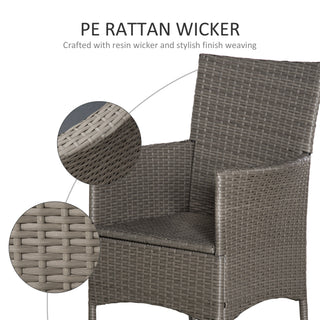 Outsunny Set of Four Rattan Armchairs, with Cushions - Grey - Sofa In Store