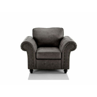 SOFAINSTORE Brantford Black Suede-Effect Armchair | Chesterfield-Inspired Rolled Arms, Tufted Detailing, Heritage Lounge Chair