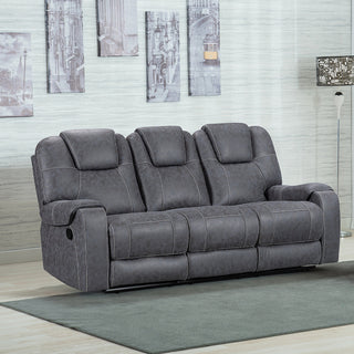 Sydney Grey Full Fabric Manual Recliner Sofa Set - Sofa In Store