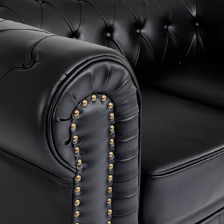 Black Leather Chesterfield 3 Seater Sofa