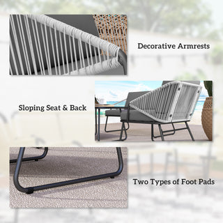 Outsunny Four-Piece Rattan Strong Panel Outdoor Sofa Set - Grey - Sofa In Store