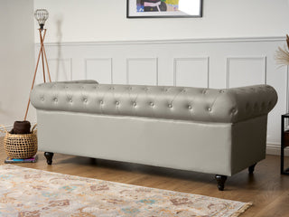 Grey Leather Chesterfield 3 Seater Sofa
