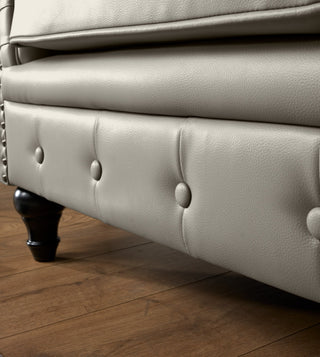 Grey Leather Chesterfield 3 Seater Sofa