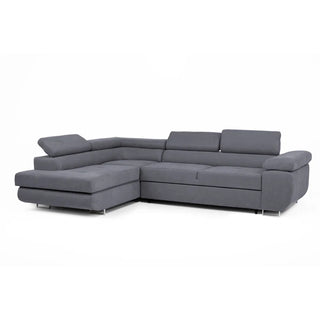 Flavius Graphite Grey Fabric Corner Sofa Bed – Adjustable Headrests & Hidden Storage | Modern Comfort Redefined - Sofa In Store