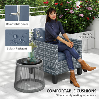 Outsunny Single Rattan Armchair, with Cushions - Light Grey - Sofa In Store