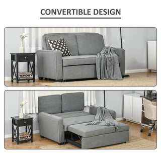 HOMCOM Double Sofa Bed Click Clack Sofa Bed Pull Out Bed with Adjustable Backrest for Living Room and Bedroom Grey - Sofa In Store