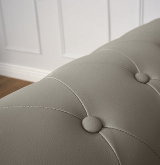 Grey Leather Chesterfield 3 Seater Sofa