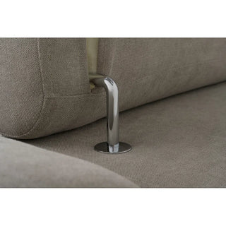 Close-up of a metallic headrest support rod attached to the PF Sofas SOFAINSTORE Ferrano Beige Fabric Corner Sofa Bed—L-shaped with fold-out sleeper and hidden storage—showing the precise attachment point.