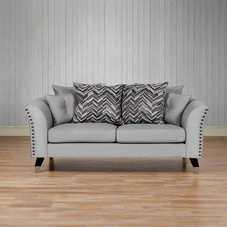 Riviera Chic 2 Seater Sofa | Grey Fabric | Modern Design & Durability - Sofa In Store