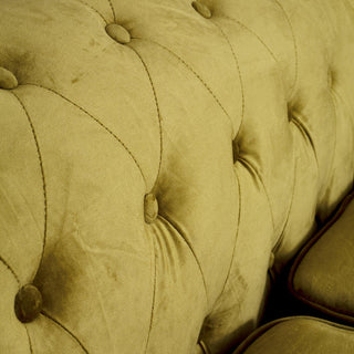 Olive Gold Velvet Chesterfield 3 Seater Sofa