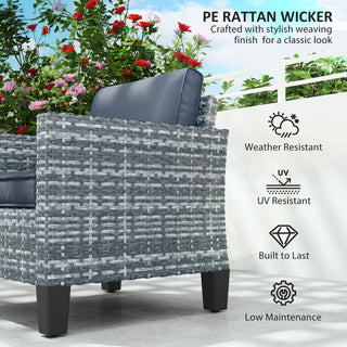 Outsunny Single Rattan Armchair, with Cushions - Light Grey - Sofa In Store