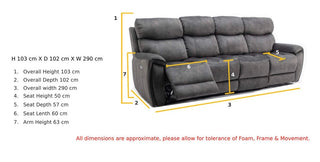Titan 4+3 Seater Reclining Cinema Sofa Suite Silver Fabric