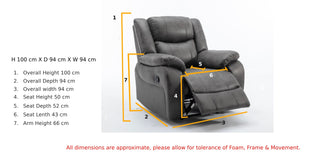 SOFAINSTORE Vistara Recliner Armchair – Black Fabric | Manual Recline Chair with High-Back Comfort & Deep Padded Arms