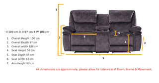 SOFAINSTORE Montera Taupe Suede Fabric Recliner Sofa – 2 Seater | Dual Manual Recliners, Fixed Console with Cupholders, Plush Comfort, Padded Armrests
